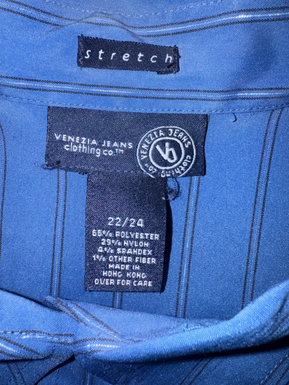 Venezia Stretch Blue Button Up Shirt Women’s 22/24 Plus Size Striped - Picture 4 of 6